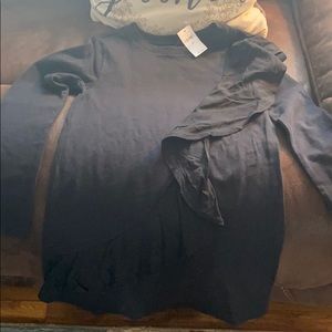 Girls Black Gap Dress with ruffle down the front